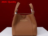 Dior Small Signature Bucket Bag in Brown Grained Calfskin Replica