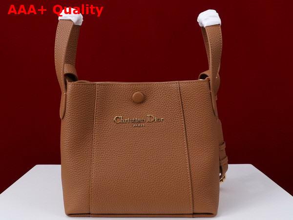 Dior Small Signature Bucket Bag in Brown Grained Calfskin Replica