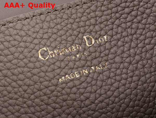 Dior Small Signature Bucket Bag in Gray Grained Calfskin Replica
