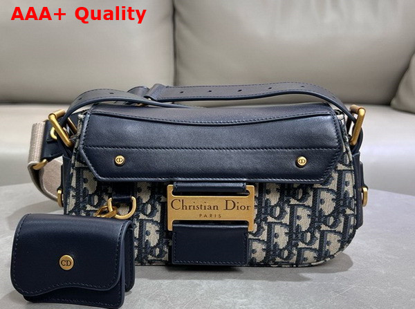 Dior Small Streetchic Bag in Blue Dior Oblique Jacquard and Smooth Calfskin Replica