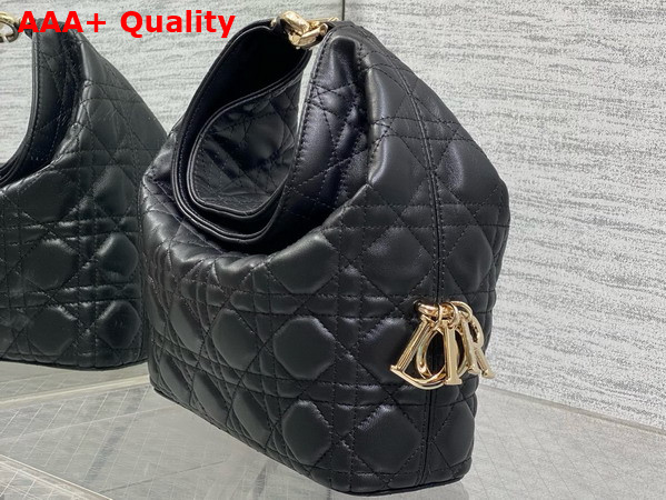 Dior Small Toujours Hobo Bag in Black Cannage Lambskin Replica