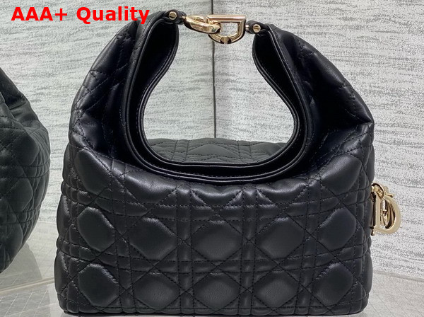 Dior Small Toujours Hobo Bag in Black Cannage Lambskin Replica