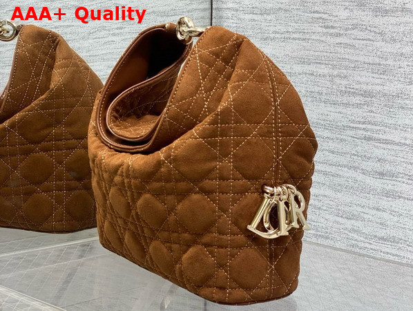Dior Small Toujours Hobo Bag in Brown Cannage Suede Goatskin Replica