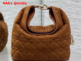 Dior Small Toujours Hobo Bag in Brown Cannage Suede Goatskin Replica