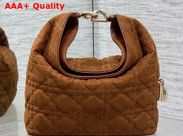 Dior Small Toujours Hobo Bag in Brown Cannage Suede Goatskin Replica