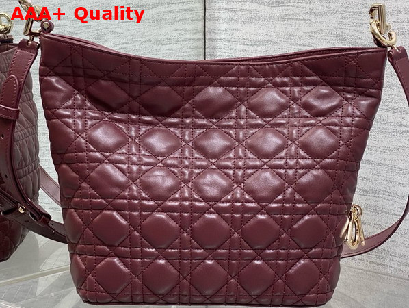 Dior Small Toujours Hobo Bag in Burgundy Cannage Lambskin Replica