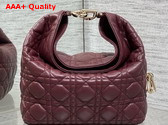 Dior Small Toujours Hobo Bag in Burgundy Cannage Lambskin Replica