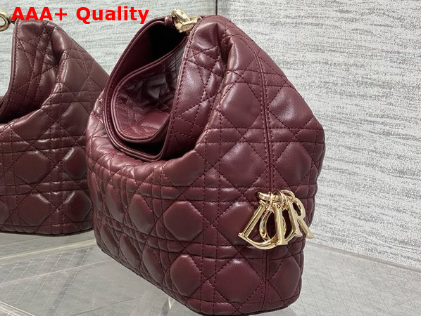 Dior Small Toujours Hobo Bag in Burgundy Cannage Lambskin Replica