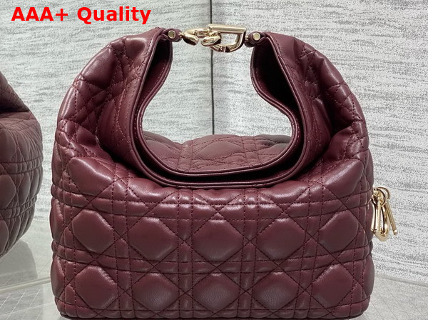 Dior Small Toujours Hobo Bag in Burgundy Cannage Lambskin Replica