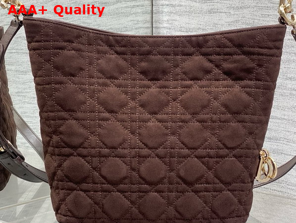 Dior Small Toujours Hobo Bag in Chocolate Cannage Suede Goatskin Replica