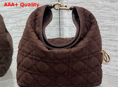 Dior Small Toujours Hobo Bag in Chocolate Cannage Suede Goatskin Replica