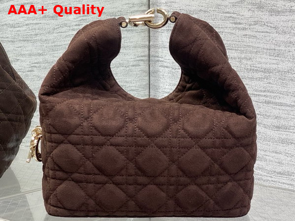 Dior Small Toujours Hobo Bag in Chocolate Cannage Suede Goatskin Replica