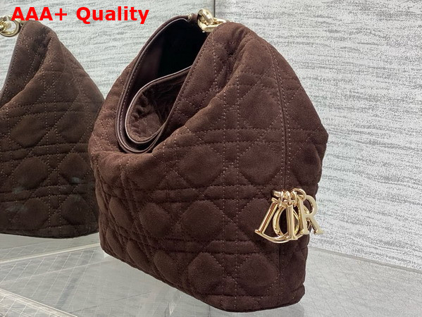 Dior Small Toujours Hobo Bag in Chocolate Cannage Suede Goatskin Replica