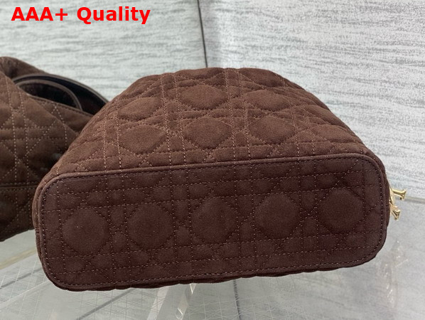 Dior Small Toujours Hobo Bag in Chocolate Cannage Suede Goatskin Replica