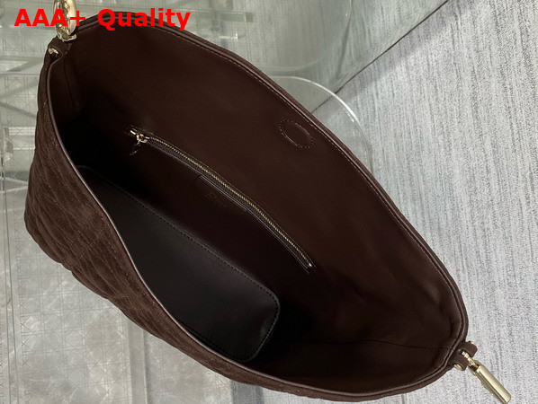 Dior Small Toujours Hobo Bag in Chocolate Cannage Suede Goatskin Replica