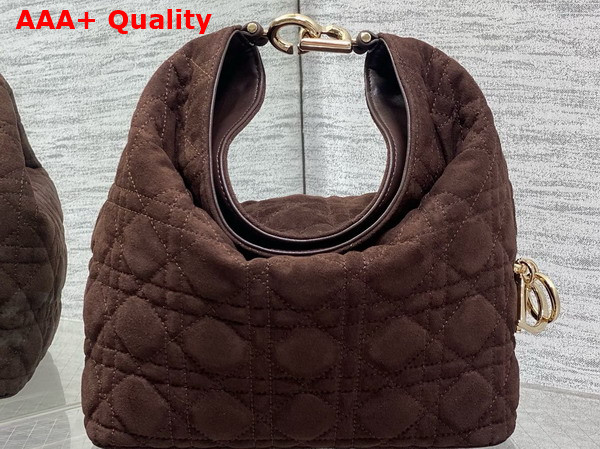 Dior Small Toujours Hobo Bag in Chocolate Cannage Suede Goatskin Replica