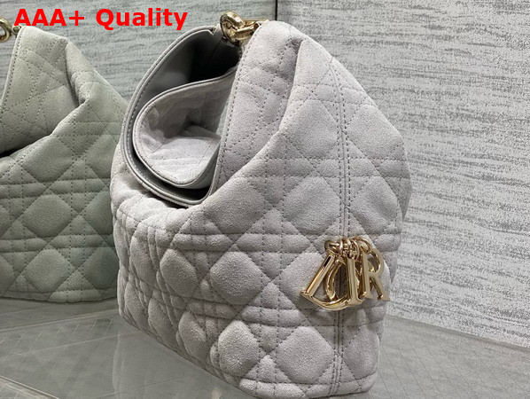 Dior Small Toujours Hobo Bag in Gray Cannage Suede Goatskin Replica