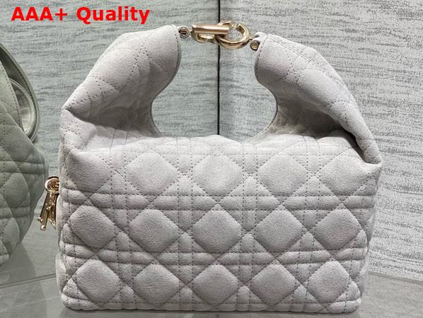Dior Small Toujours Hobo Bag in Gray Cannage Suede Goatskin Replica