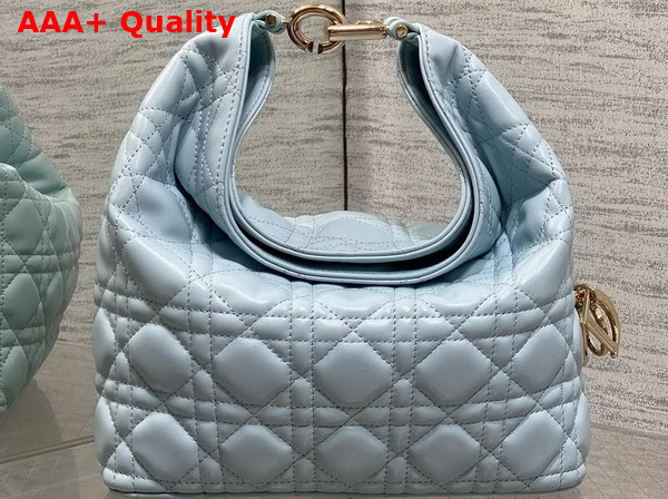 Dior Small Toujours Hobo Bag in Ice Blue Cannage Lambskin Replica