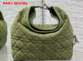 Dior Small Toujours Hobo Bag in Khaki Cannage Suede Goatskin Replica