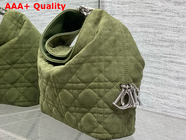 Dior Small Toujours Hobo Bag in Khaki Cannage Suede Goatskin Replica