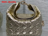 Dior Small Toujours Hobo Bag in Metallic Gold Cannage Lambskin Replica