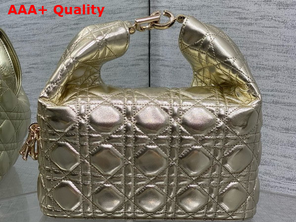 Dior Small Toujours Hobo Bag in Metallic Gold Cannage Lambskin Replica