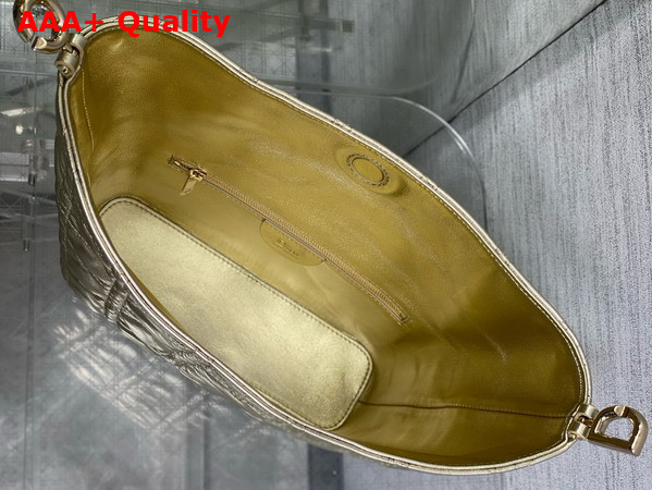Dior Small Toujours Hobo Bag in Metallic Gold Cannage Lambskin Replica