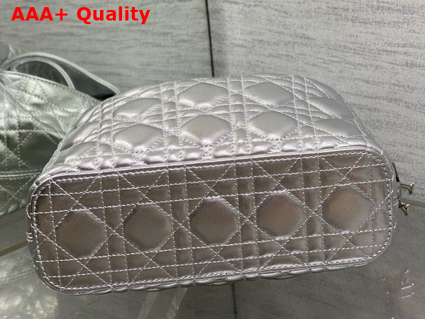 Dior Small Toujours Hobo Bag in Metallic Silver Cannage Lambskin Replica
