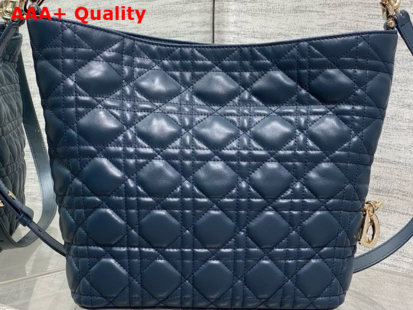 Dior Small Toujours Hobo Bag in Navy Blue Cannage Lambskin Replica