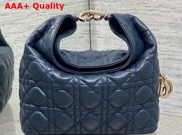 Dior Small Toujours Hobo Bag in Navy Blue Cannage Lambskin Replica