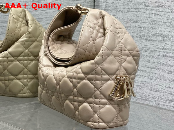 Dior Small Toujours Hobo Bag in Nude Cannage Lambskin Replica