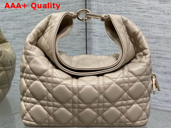 Dior Small Toujours Hobo Bag in Nude Cannage Lambskin Replica