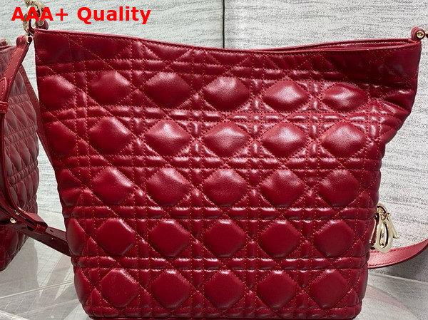 Dior Small Toujours Hobo Bag in Red Cannage Lambskin Replica