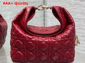 Dior Small Toujours Hobo Bag in Red Cannage Lambskin Replica
