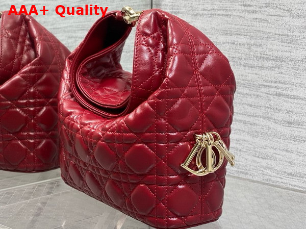 Dior Small Toujours Hobo Bag in Red Cannage Lambskin Replica