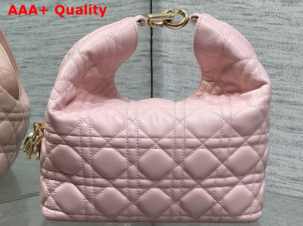 Dior Small Toujours Hobo Bag in Soupir Pink Cannage Lambskin Replica