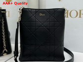 Dior Small Vertical Dior Trianon Bag with Chain Black Flat Macrocannage Lambskin Replica
