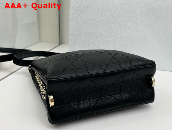 Dior Small Vertical Dior Trianon Bag with Chain Black Flat Macrocannage Lambskin Replica