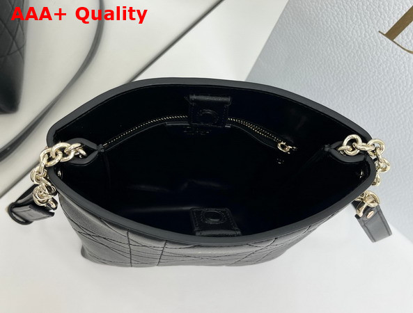 Dior Small Vertical Dior Trianon Bag with Chain Black Flat Macrocannage Lambskin Replica
