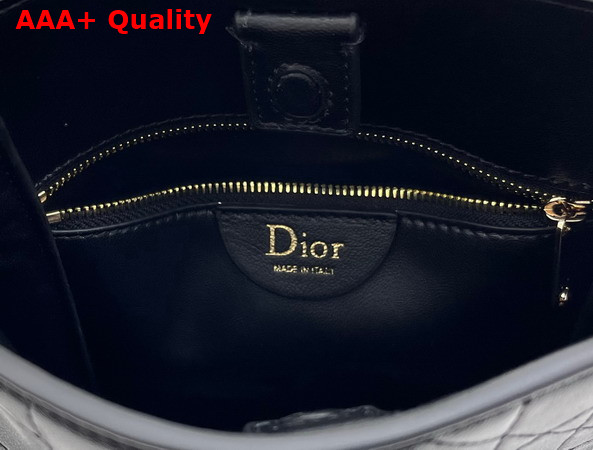Dior Small Vertical Dior Trianon Bag with Chain Black Flat Macrocannage Lambskin Replica