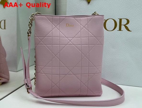 Dior Small Vertical Dior Trianon Bag with Chain Rose Songe Flat Macrocannage Lambskin Replica