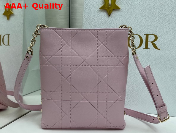 Dior Small Vertical Dior Trianon Bag with Chain Rose Songe Flat Macrocannage Lambskin Replica