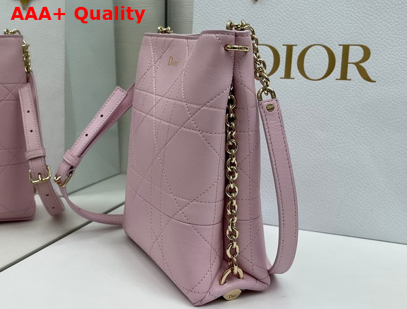 Dior Small Vertical Dior Trianon Bag with Chain Rose Songe Flat Macrocannage Lambskin Replica