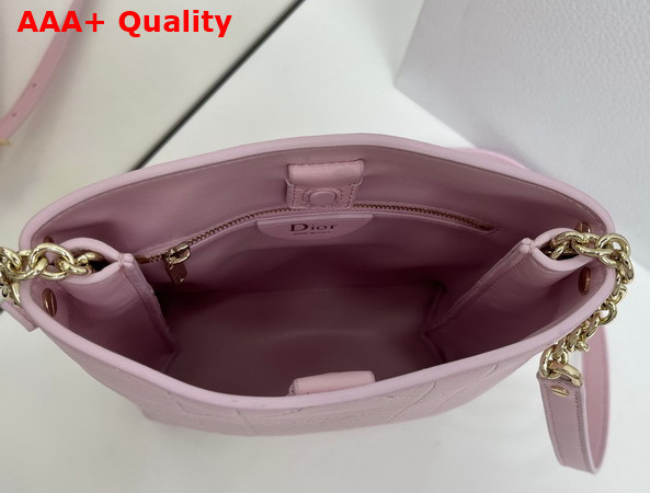 Dior Small Vertical Dior Trianon Bag with Chain Rose Songe Flat Macrocannage Lambskin Replica