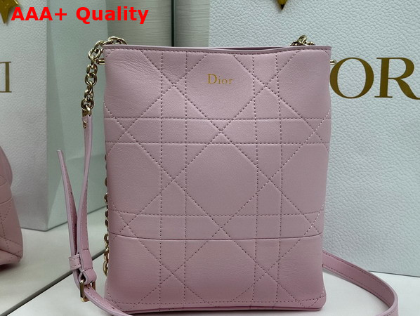 Dior Small Vertical Dior Trianon Bag with Chain Rose Songe Flat Macrocannage Lambskin Replica