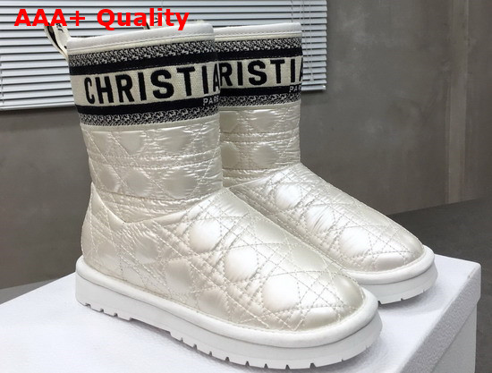 Dior Snow Ankle Boot in Beige Quilted Canage Fabric Replica