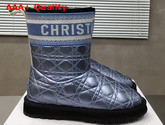 Dior Snow Ankle Boot in Metallic Blue Quilted Canage Fabric Replica