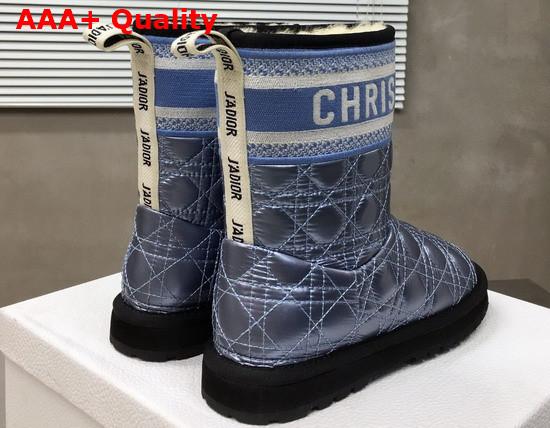 Dior Snow Ankle Boot in Metallic Blue Quilted Canage Fabric Replica