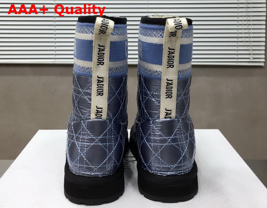 Dior Snow Ankle Boot in Metallic Blue Quilted Canage Fabric Replica